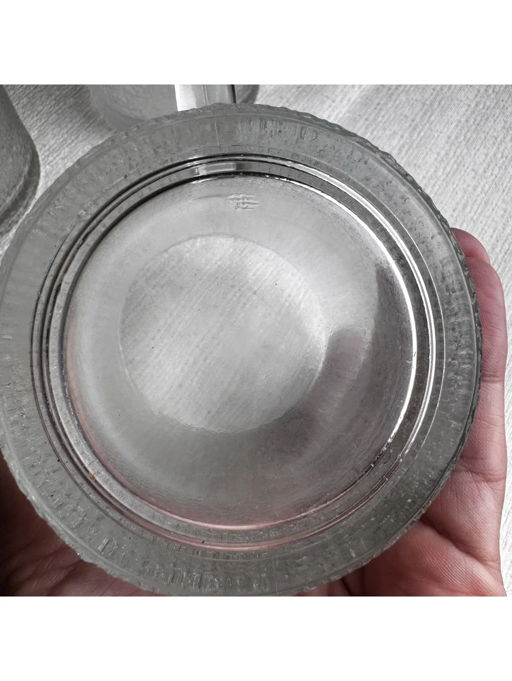 Vintage Textured Clear Glass Coffee Mugs Set of 4, 3.75”